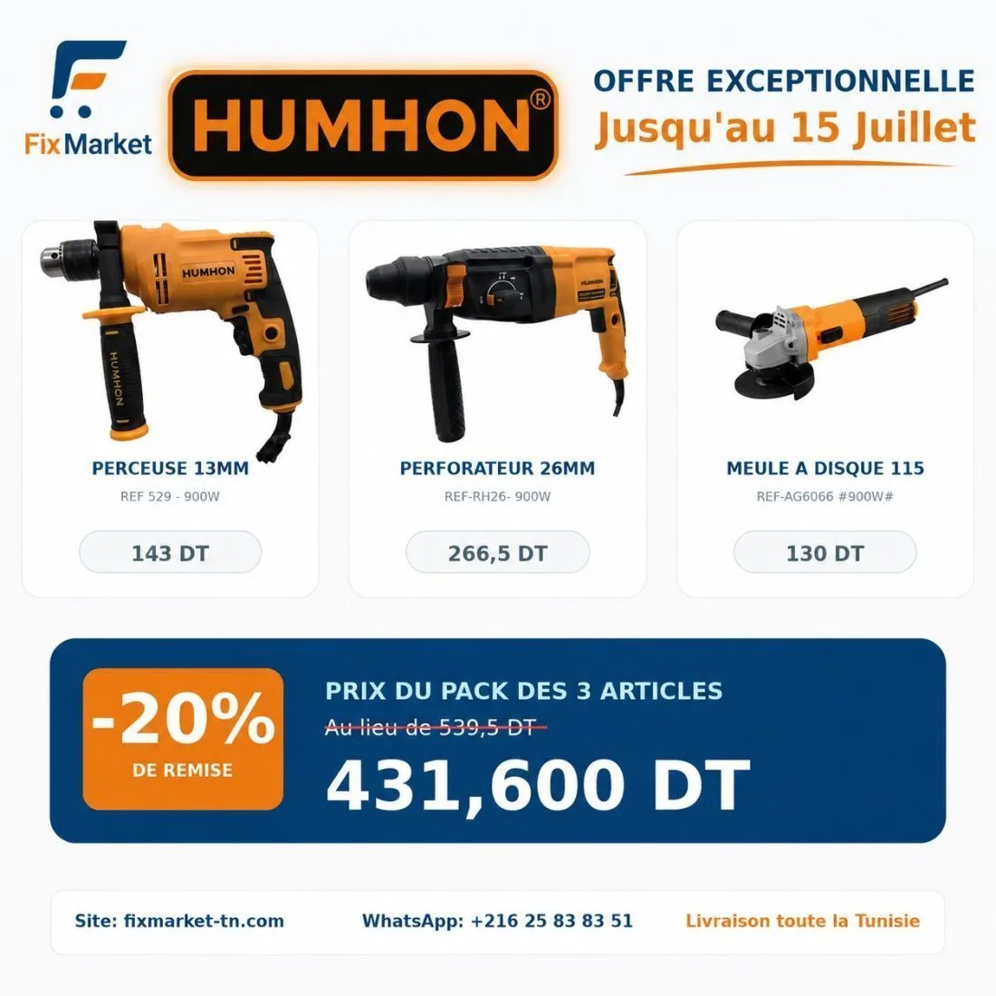 PACK OUTILLAGE HUMHON 900W